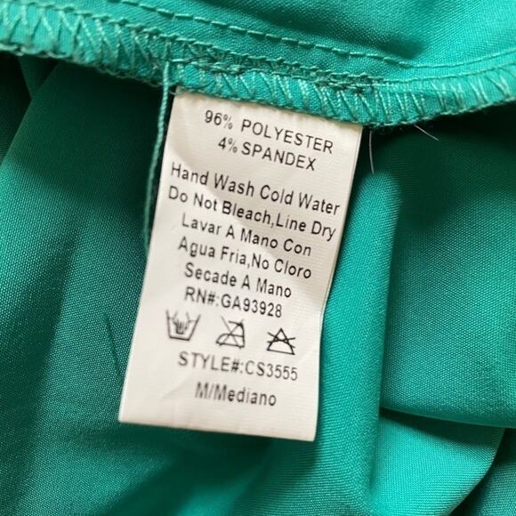 Cals Green Adjustable Spaghetti Strap Full Zip Smocked Waist Dress Pockets Sz M - Picture 8 of 8